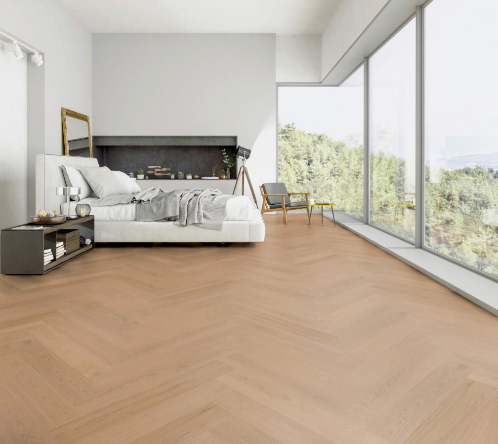 Hybridná podlaha ter Hürne Hywood Q02 Eiche Pirin 774x129x11mm - Herringbone zvýšená vodeodolnosť – fotografia 3