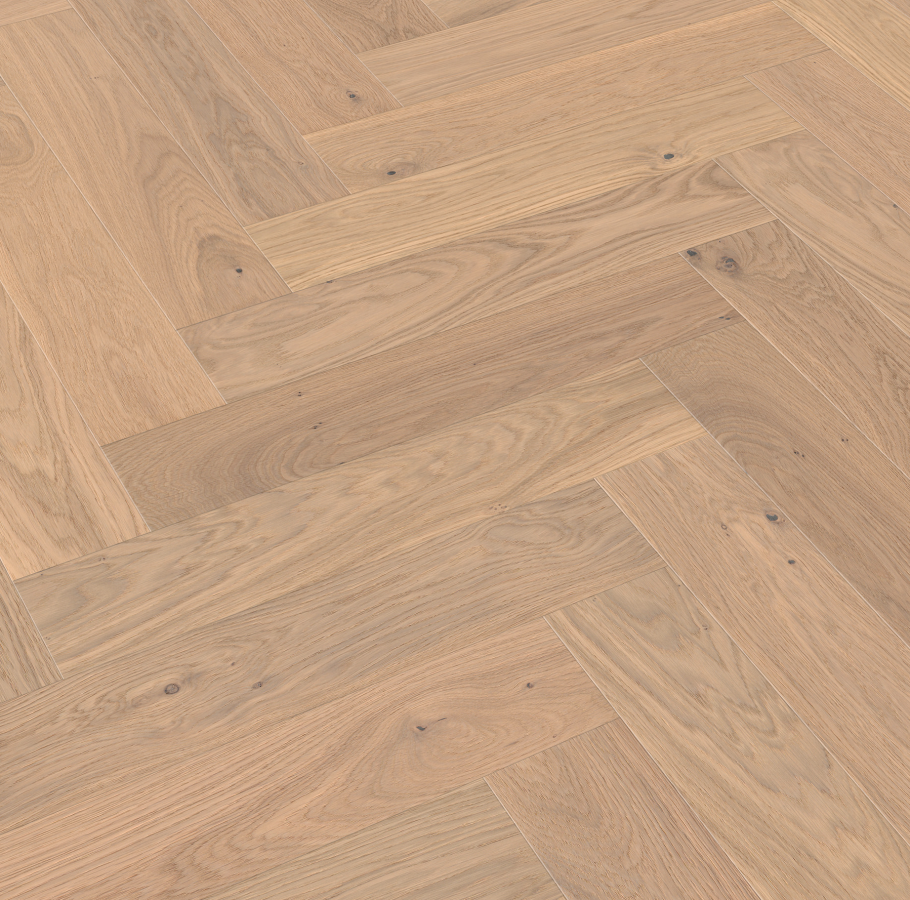 Drevená podlaha HERRINGBONE ter Hürne Lak, Dub Kralingen, Nature Protec EVO, kartáč, 4V mikro drážka 600x120x14 mm – fotografia 1